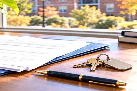 EHV Transition Deadline banner: documents, keys and pen on a desk by a window