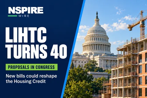 The U.S. Capitol with a multifamily building under construction and a crane in the foreground
